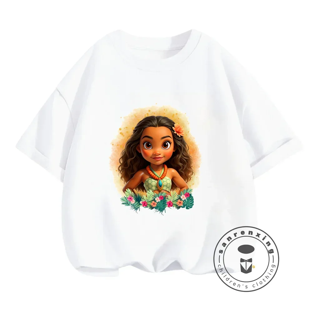 Summertime Fun for Kids Disney Moana Cartoon Prints on Boys Girls T-shirts Cute Streetwear Fashionable O-neck Soft for Children 2
