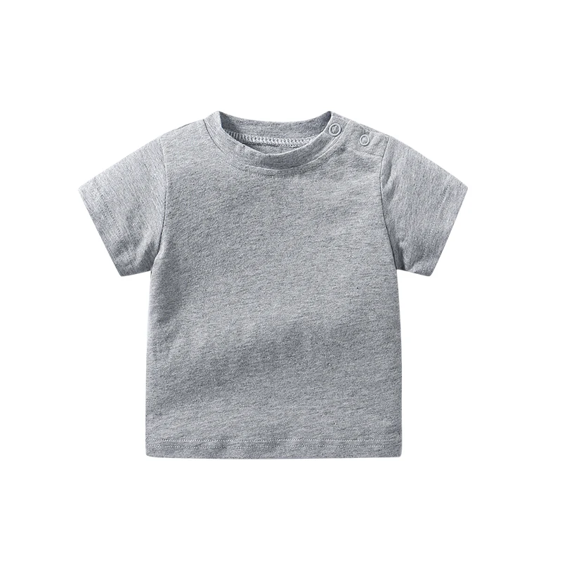 Baby Clothing Newborn Boy Girl 100% Cotton T-shirt 0 To 24 Months Summer Solid Color Crew-Neck Short Sleeve Shoulder Buckle Tees 4