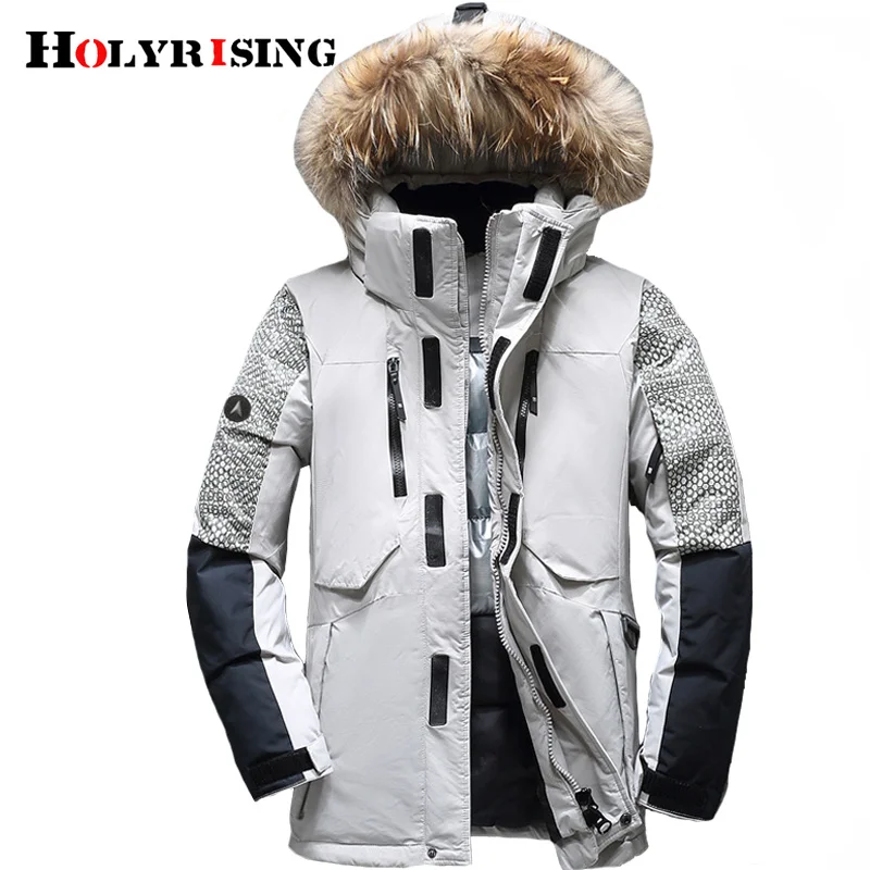 Holyrising Winter Male Duck Down Jacket Thick Men Fashion Hooded Coat Patchwork Windproof Waterproof Ski clothing 1845-5