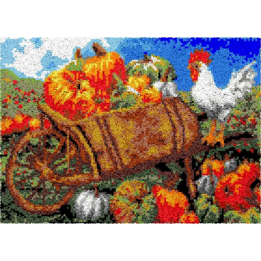 

Carpet kit with hook needlework Pumpkin Tapestry Canvas embroidery with printed pattern Carpet crocheting rug kit