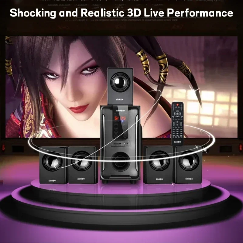 H3811BBluetooth51HomeTheaterSpeakerWoodenSubwooferSoundSystem