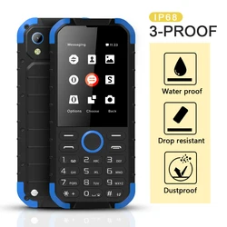 Téléphone portable robuste et étanche IP68, GSM 2G, double SIM, double veille, 2800mAh, barre avec lampe de poche 