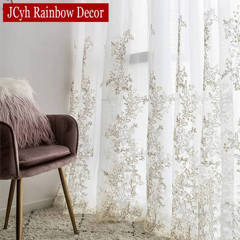 Sheer Curtains Window Curtains Decor Curtains Embroidered Curtains Sheer Curtains For Living Room Luxury Bedroom Tulle Curtains For Window