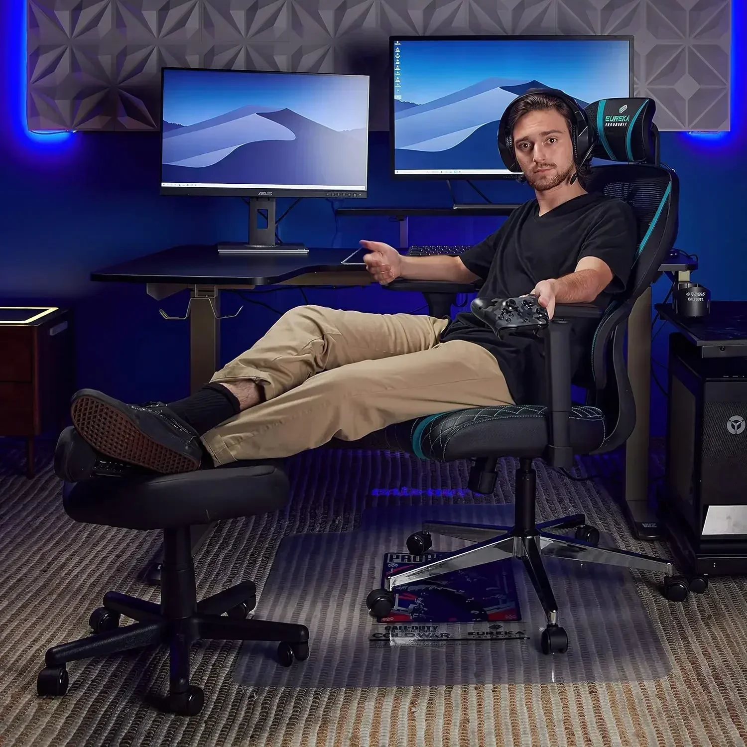 New2025-Multi-Use Stool,Gaming Foot Stool,Height Adjustable Swivel Rolling Stool Chair W Wheels,Ottoman Footrest Simple Meeting