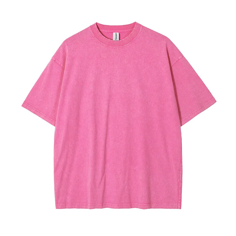 Classic Vintage-Style Distressed Heavyweight Cotton T-shirt with Custom Logo