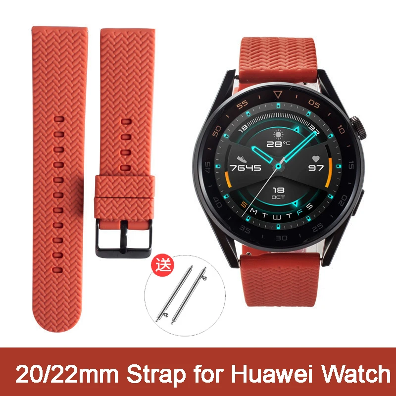 20mm 22mm Silicone Watchband for Huawei Watch GT2 /GT3 46mm /GT2e /HONOR Magic2 Woven Pattern Bracelet 22MM Wristband New Correa brand new 22mm 20mm woven nylon smart watch strap for huawei watch gt2 gt2 pro wristband gt3 gt3 42 46mm strap bracelet strap