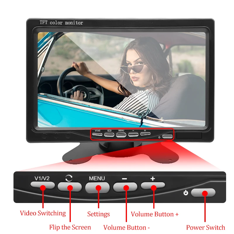 7" Car Monitor Screen For Rear View Reverse Camera TFT LCD Display HD Digital Color HD Screen Parking Assistance car display,monitor display,car parking monitor