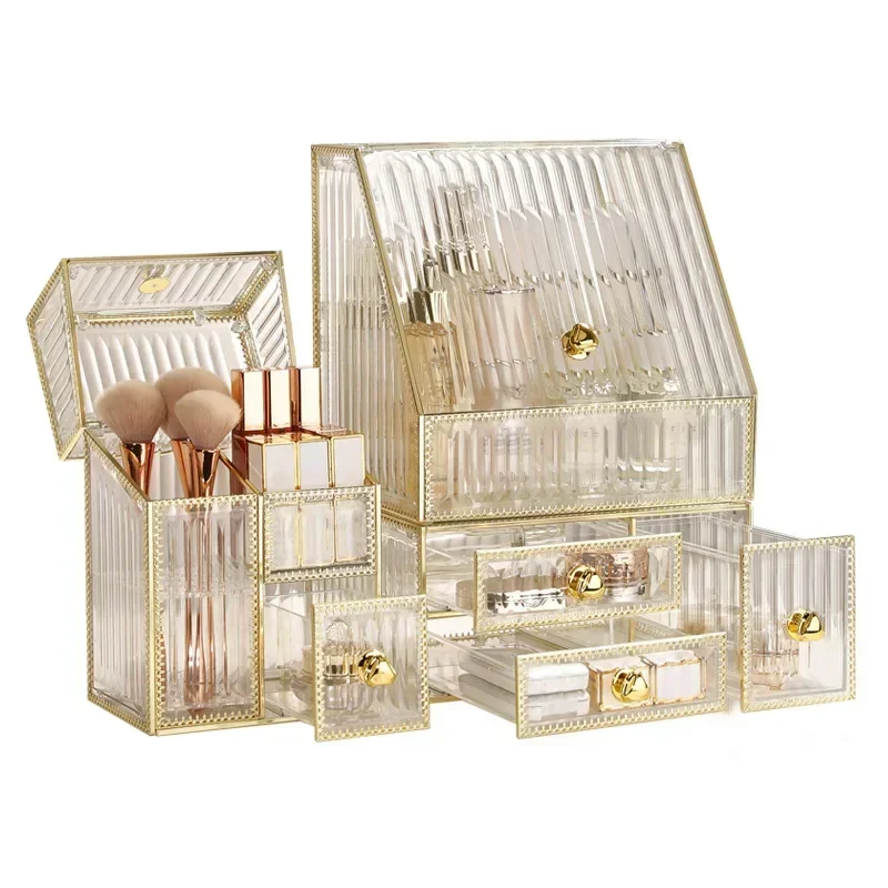 Acrylic Cosmetic Jewelry Makeup Organizer Box Lipstick Brush Skincare Earring Watch Home Rack Storage Holder Large Capacity 6