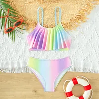 Girls' Tie-dye Printed Swimwear Kids Girls Swimsuit Two Pieces Bikini Set Ruffle Bathing Suits Flounced Tankini Swimwear 아기 수영복 4