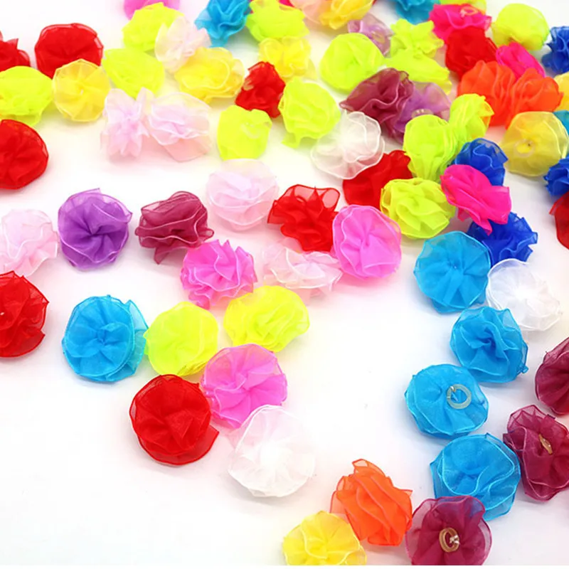 100PC/Lot Candy Colors Dog Hair Bows Princess Gauze Dog Bows Dog Grooming Accessories Pet Supplies 2