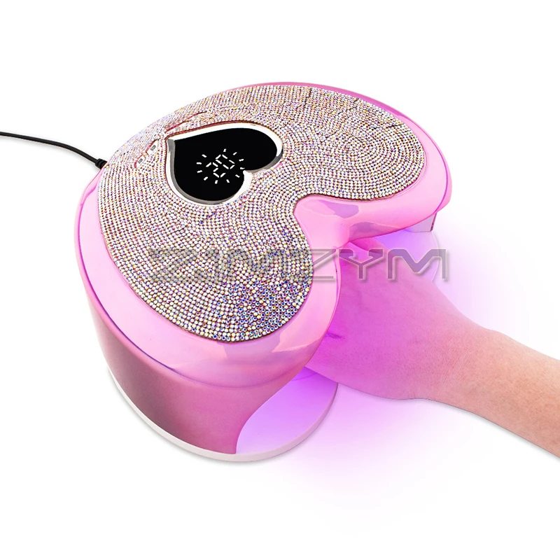 충전식 네일 드릴 머신, 귀여운 하트 모양, 빠른 건조 매니큐어 하이브리드 프로 큐어, UV LED 네일 램프, 96W