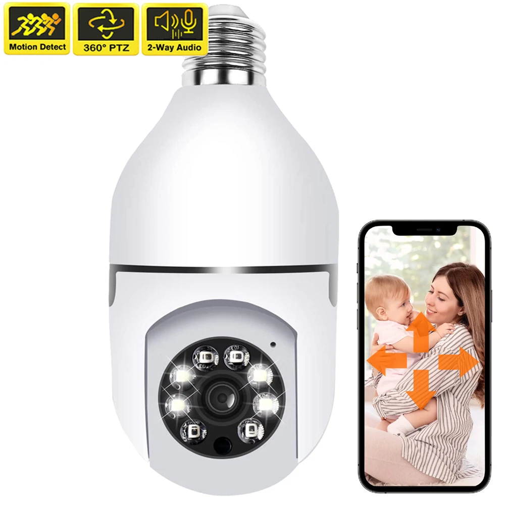 3MP Wireless IP WiFi Camera Smart Home Light Bulb 1080P CCTV 360 PTZ Indoor Surveillance Security Protection Pet Baby Video Cam