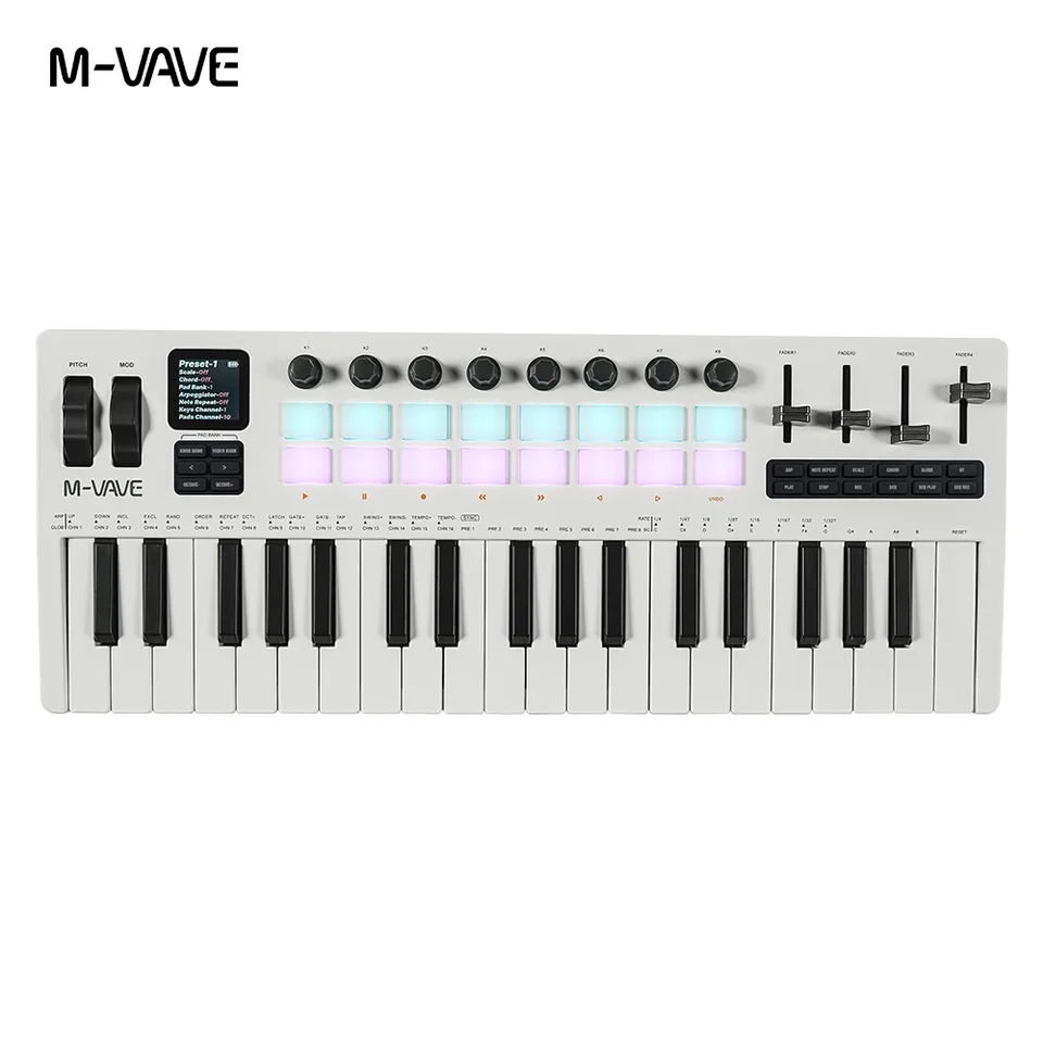 M-vave SMK-37 PRO 37-Key MIDI Keyboard 16 RGB Pads 4 Faders 8