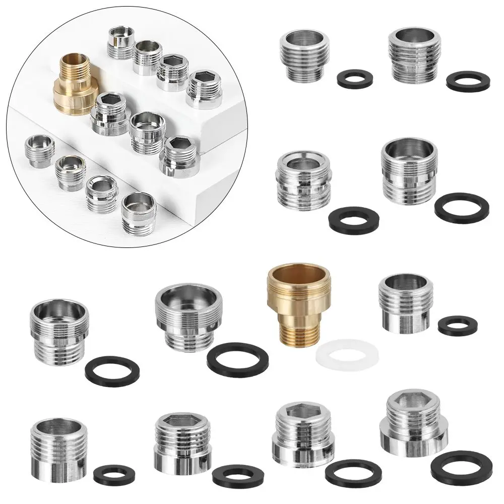 Tap Aerator Connector Metal Outside Inside Thread Water Saving Adaptor for Kitchen Faucet 16/18/20/22/24/26/28/32 to G1 2