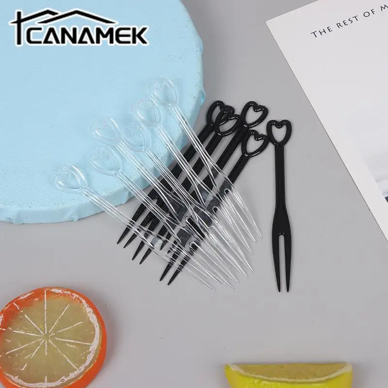 100pcs Mini Fruit Fork Disposable plastic Forks For Party BBQ Sticks Picks Skewer Set Home Dining Food Cake