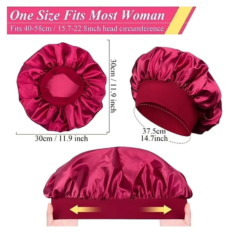 Satin Headband 1 Large Silk for Sleeping Elasticized Soft Strap Women's Hair Care Shower Cap