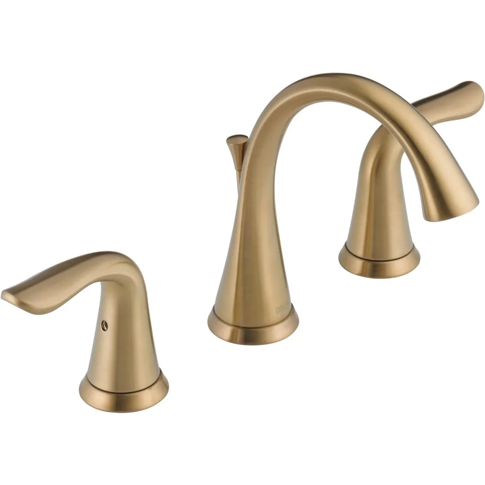 

Widespread Bathroom Faucet 3 Hole, Gold Bathroom Faucet, Diamond Seal Technology, Metal Drain Assembly, Champagne Bronze