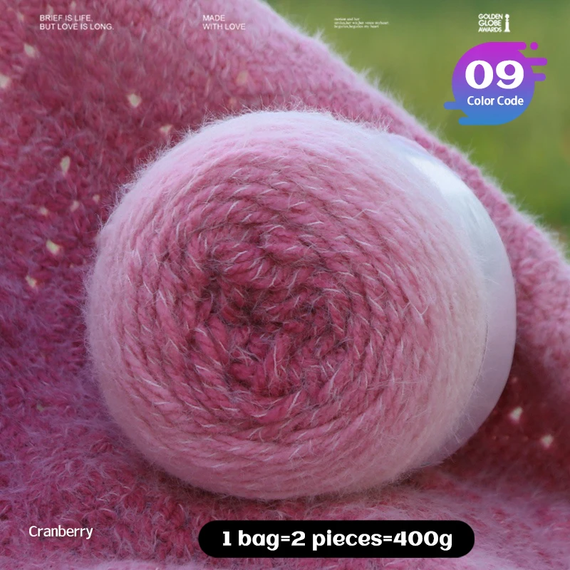 Qinglan Degrade Çubuk İğne Kalın İplik Uzun Bölüm Boyalı Gökkuşağı Renk Desen İplik El Örgü DIY Malzemesi Örgü Tığ Moda Kazak Bayan Şal Dış Giyim Hairband Şapka Giyim Aksesuarları İplik Topu 1 Çanta = 400g 80% Akrilik %20 Naylon