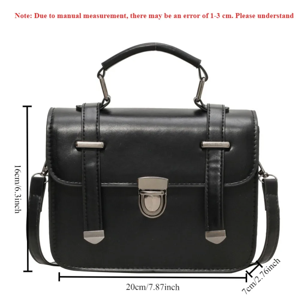Girls Hundred Retro Small Square Bag Female Students Simple Crossbody College Style Shoulder Handbag Metal Lock Buckle Decoratio - 6