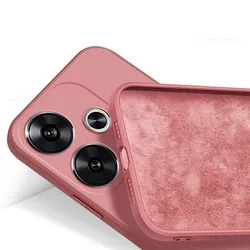 Luxury Liquid Silicone Shockproof Soft Phone Case - Elegant Design for Poco F6 (Camellia Red)