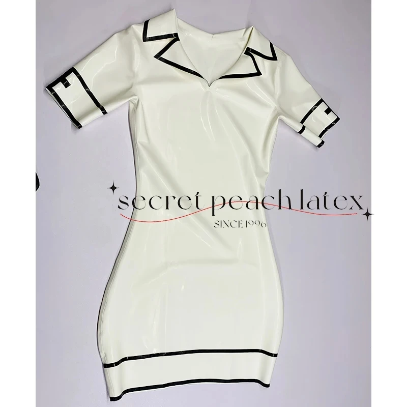 Latex Cosplay Nurse Uniform Dress With Latex Hat Rubber Fetish Customized size