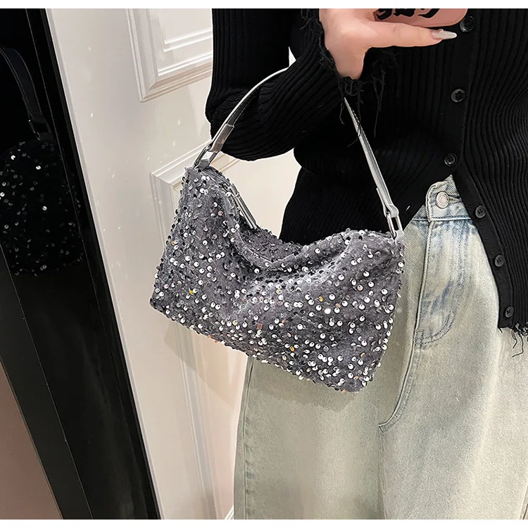 

Блестки плиссированные Облака красочные блестящие кристаллы для ужина Большая вместительная женская сумка через плечо