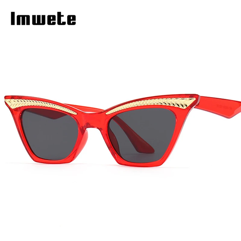 Imwete Trend 2022 New Cat Eye Sunglasses for Women Luxury Small Frame Eyeglasses Sunscreen Female Red Black Glasses |