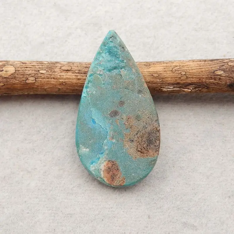 Natural Stone Blue Opal Gemstone Teardrop Cabochon Flatback Fashion Jewelry Necklace Accessories 33x18x5mm 4g