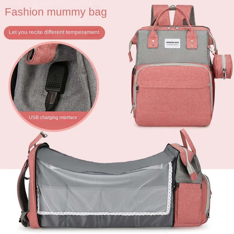 

Mummy Bag Mother and Baby Backpack, Milk Storage, Heat Preservation, Lightweight, Portable, Waterproof, Multifunctional Baby Bag