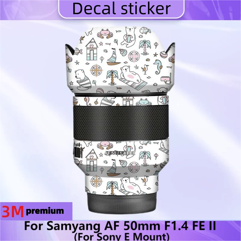Per Samyang Af 50Mm F1.4 Fe Ii Decalcomania Pelle Vinile Avvolgere Pellicola Antigraffio Adesivo Obiettivo Fotocamera 50 1.4 F/1.4 Per Sony E Mount