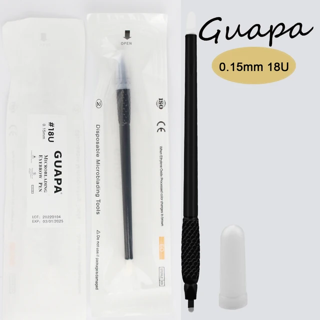 2PCS Microblading Supplies Nano 18U Microblading Disposable Pen With Pigment Sponge for Eyebrow Semi Permanent Makeup