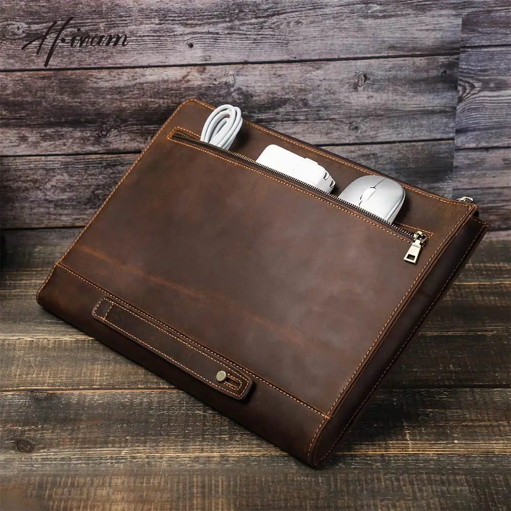 

Vintage Crazy Horse Leather Laptop Sleeve Bag for Mac book Pro / Air 13 M1 M2 Macbook Pro 14 inch Case Cover Business Briefcase