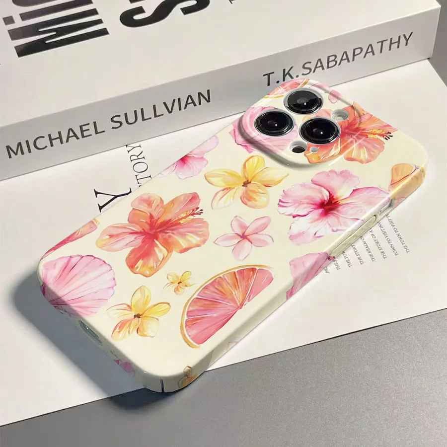 Pink Flower Hard PC Phone Case Cover