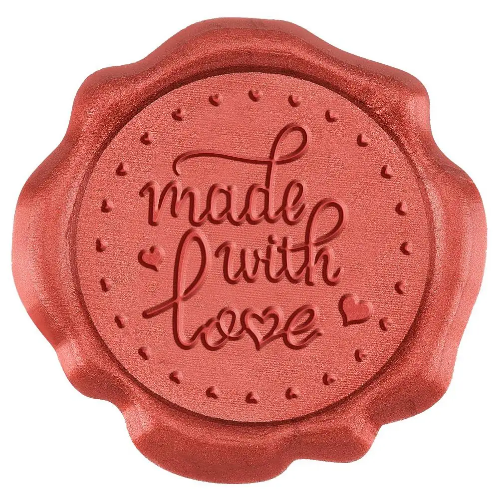 

50Pcs Adhesive Wax Seal Stickers Envelope Seal Decoration for Craft Scrapbook DIY Gift Word Made with Love Word 30mm