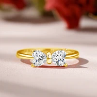 Heart Shaped Moissanite Bowknot Ring 14K Gold
