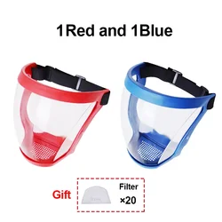 Clear Protective Face Shield - Transparent Mask (Red and Blue)