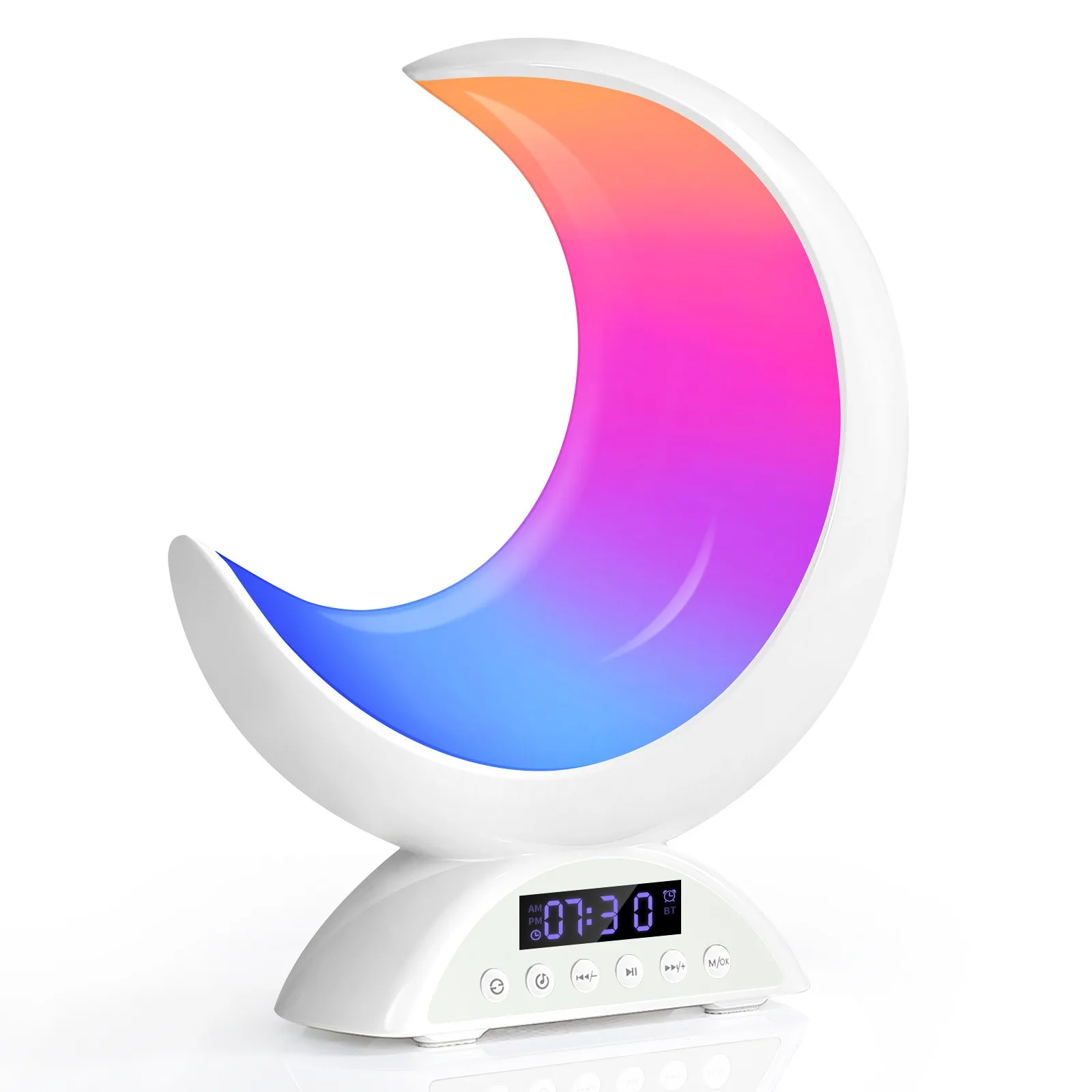 ตัวเลือกสินค้า โคมไฟบลูทูธ RGB ดวงจันทร์ ปรับแสง สี นาฬิกา