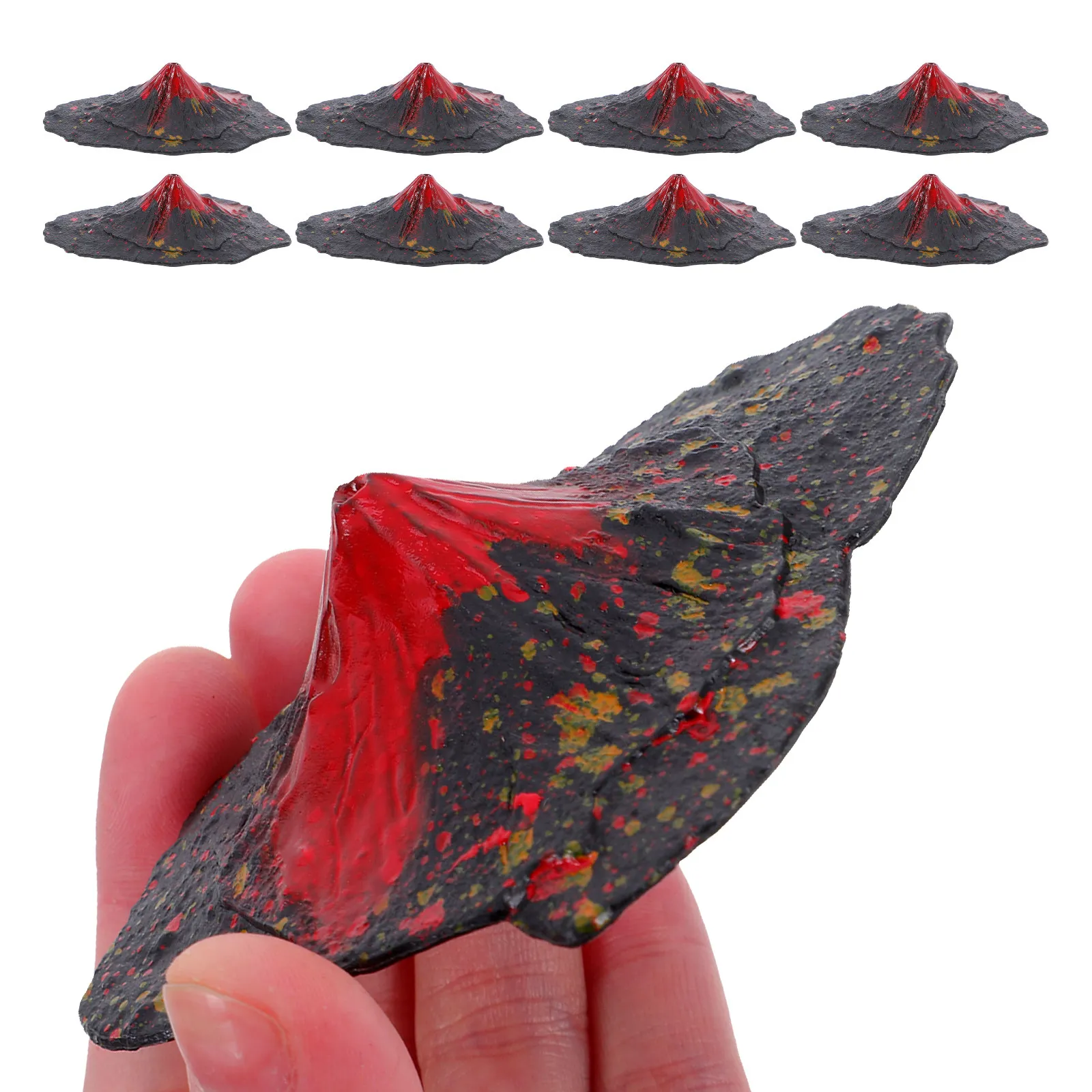 16Pcs 화산 시뮬레이션 플라스틱 동상 지리 교육을위한 상세한 미니 풍경 장식 수족관 분재
