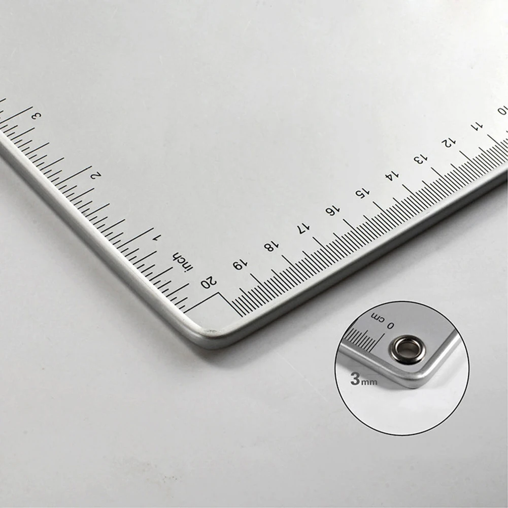 Aluminum Alloy Antislip File Hardboard Portable Writing Board with Centimeter Scales