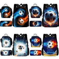 pcs set Sports Football Events Child School Backpack with Lunch Bags ,Pencil Bags ,School Bags for Boys Girls Best Gift