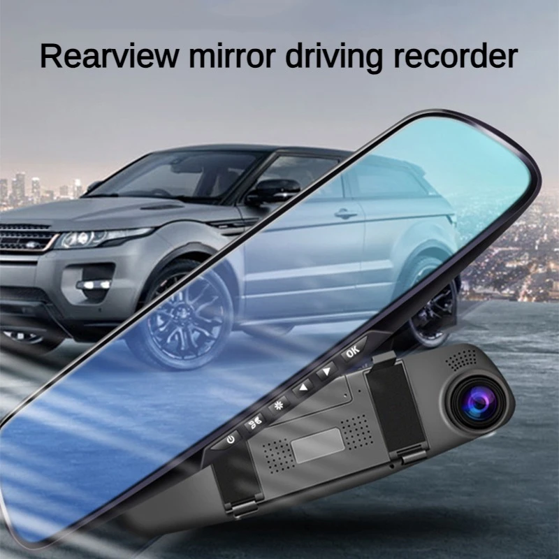 

Car DVR 4.5 Inch Wide-angle 2-record High-definition Dual Lens 1080P Driving Recorder Rearview Mirror Front Rear Dual Recording