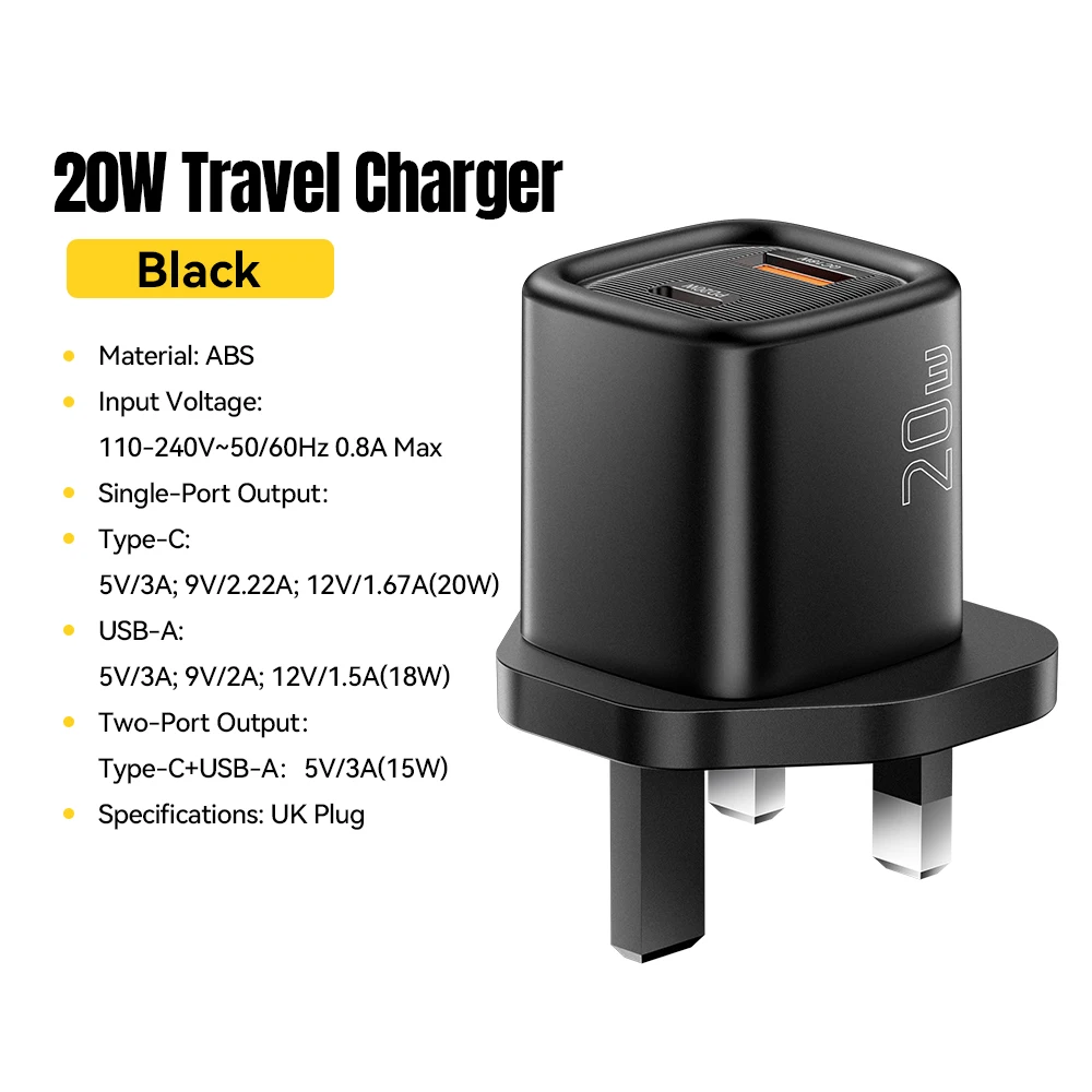 Essager 20W USB C Charger Portable Type C Charger Support