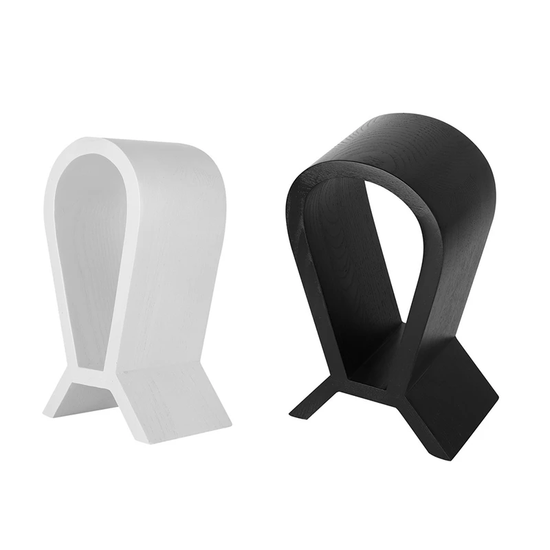 

ABGZ-2 Pcs Wooden Earphone Stand Gaming Headphone Display Classical Headset Stand Craft For Headset Cable,White & Black