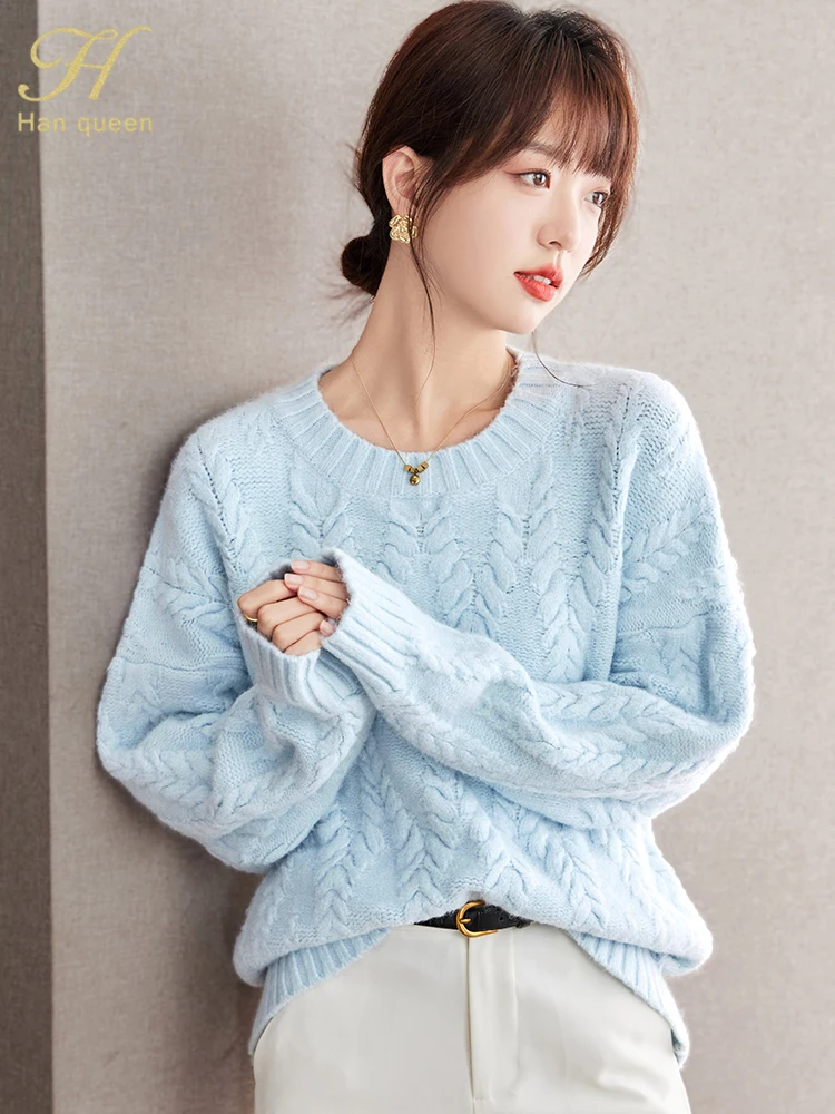 

H Han Queen Winter Women's Sweater Warm Thickened Korean Elastic Knit Bottoming Casual Pullovers Women's Clothing Free Shipping