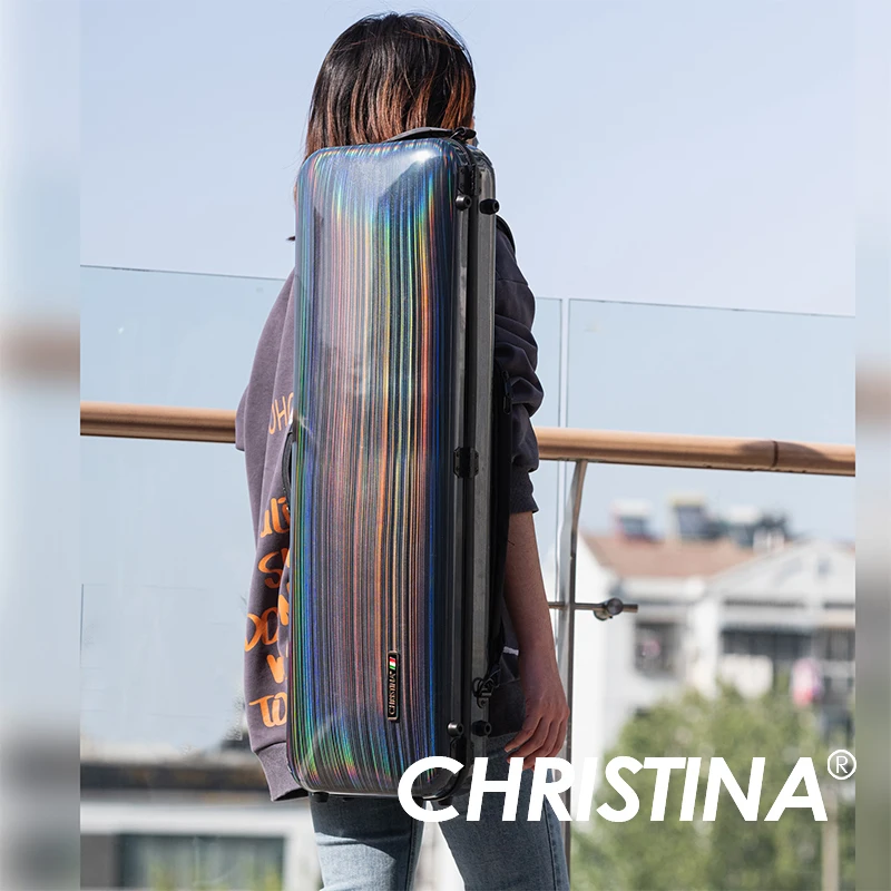CHRISTINA 탄소 섬유 바이올린 케이스 4/4 크기 새로운 직사각형 멀티 컬러 BV01 시트 음악 가방 코드 잠금 장치가있는 방수 경량