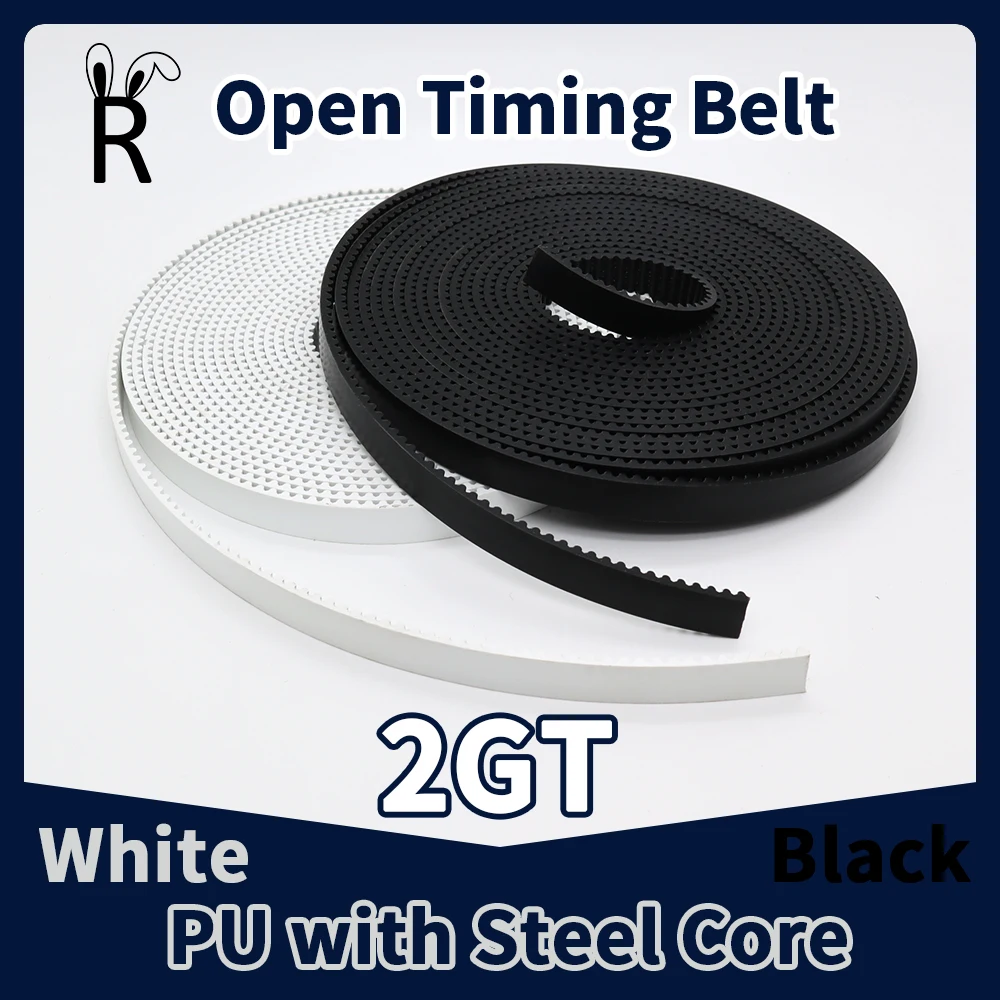 PU 스틸 코어 오픈 타이밍 벨트, GT2 동기 벨트 너비, 5mm, 6mm, 10mm..