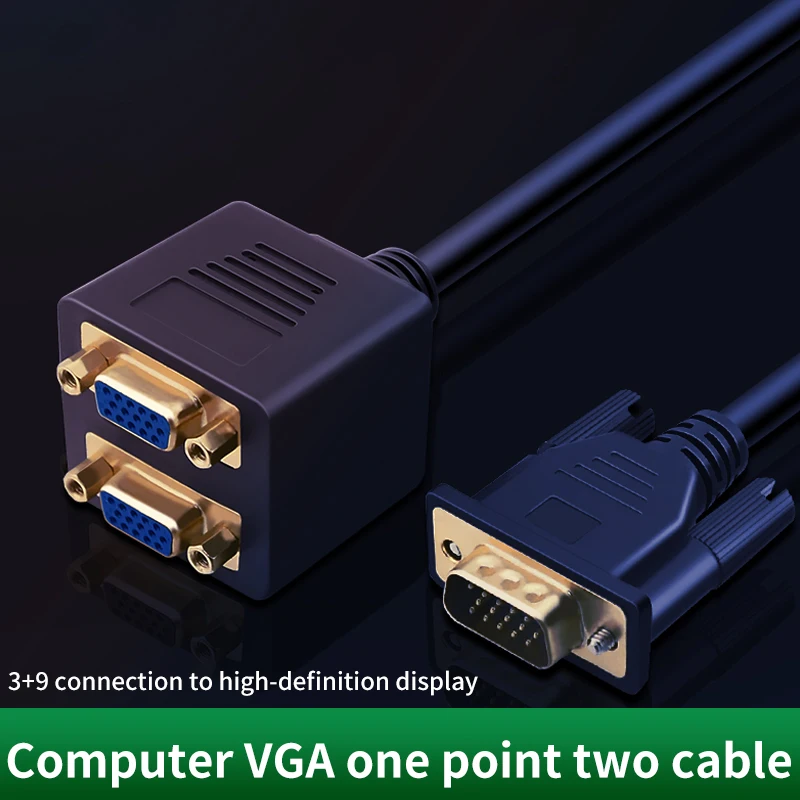 VGA Cable 1 in 2 Out HD 1080P Male to Female Adapter Splitter For Projector Laptop Computer Monitor Display
