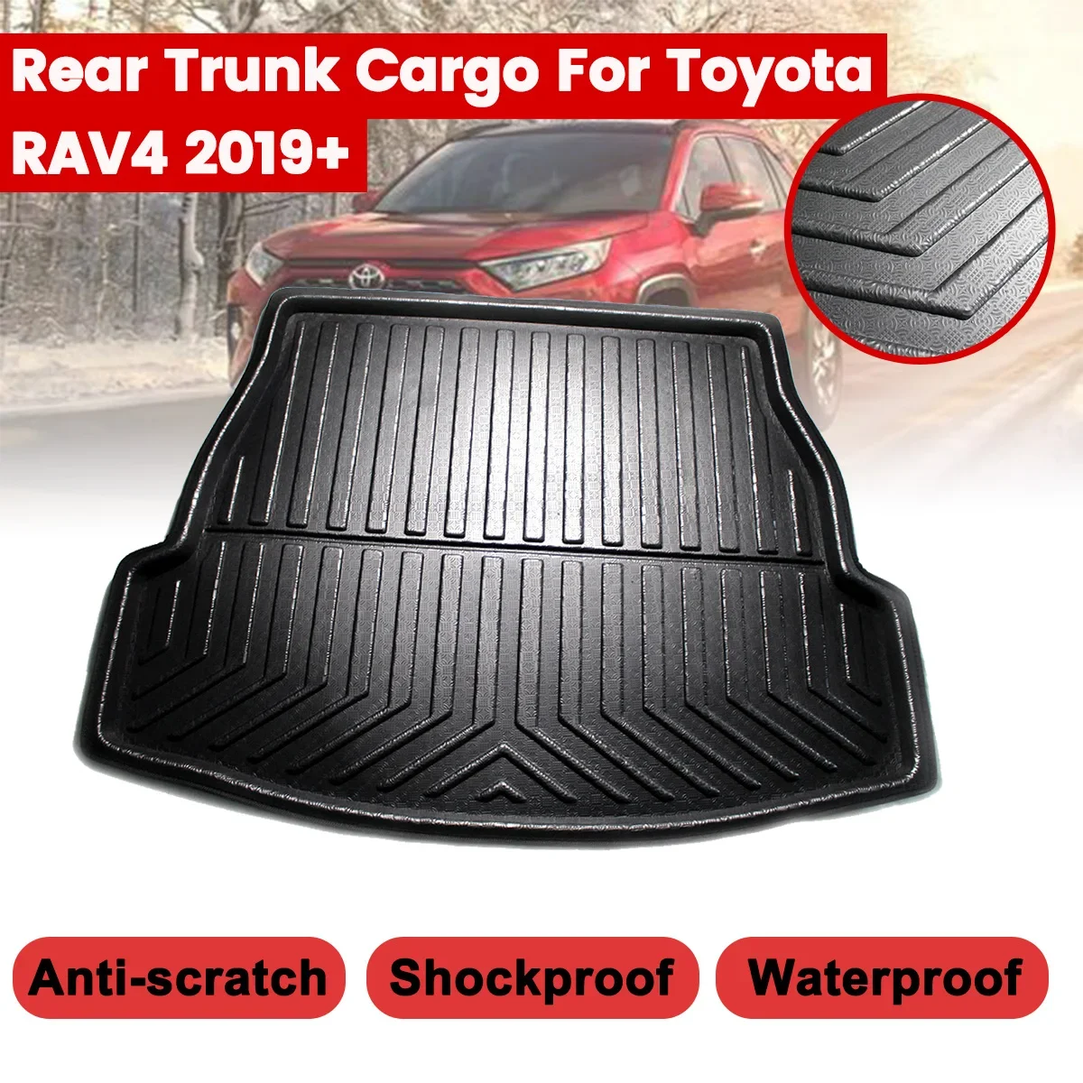 

Коврик для багажника автомобиля, коврик для груза, поднос для багажа для Toyota RAV4 2019 + напольный ковер, грязезащитный сменный коврик, автомобильные аксессуары