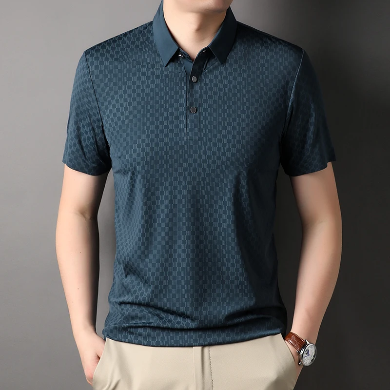 

Top Grade Seamless New Summer Mens Regular Fit Shirts Polo Short Sleeve Designer Business Casual Tops Fashions Men Clothing 2023