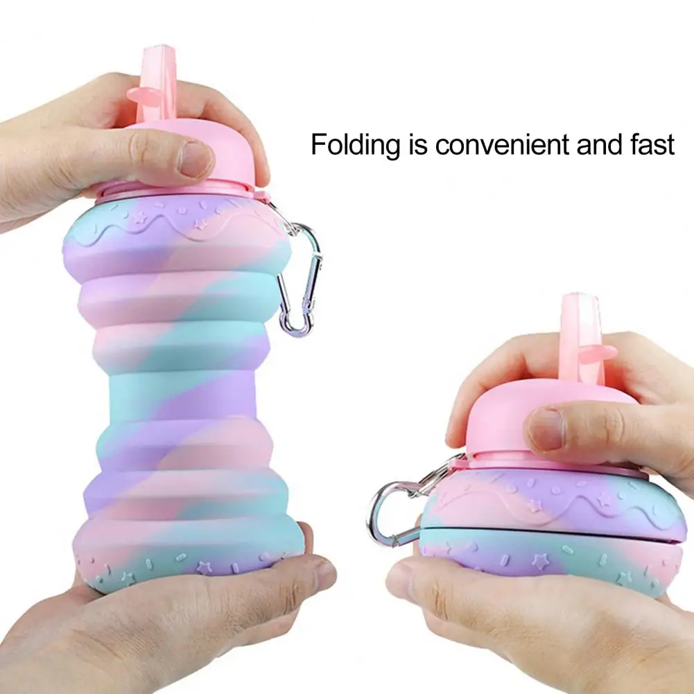 550ml/600ml Water Cup Foldable Drinking Cup Heat-resistant Water Bottle with Hanging Hook Leak-proof Compression Jug
